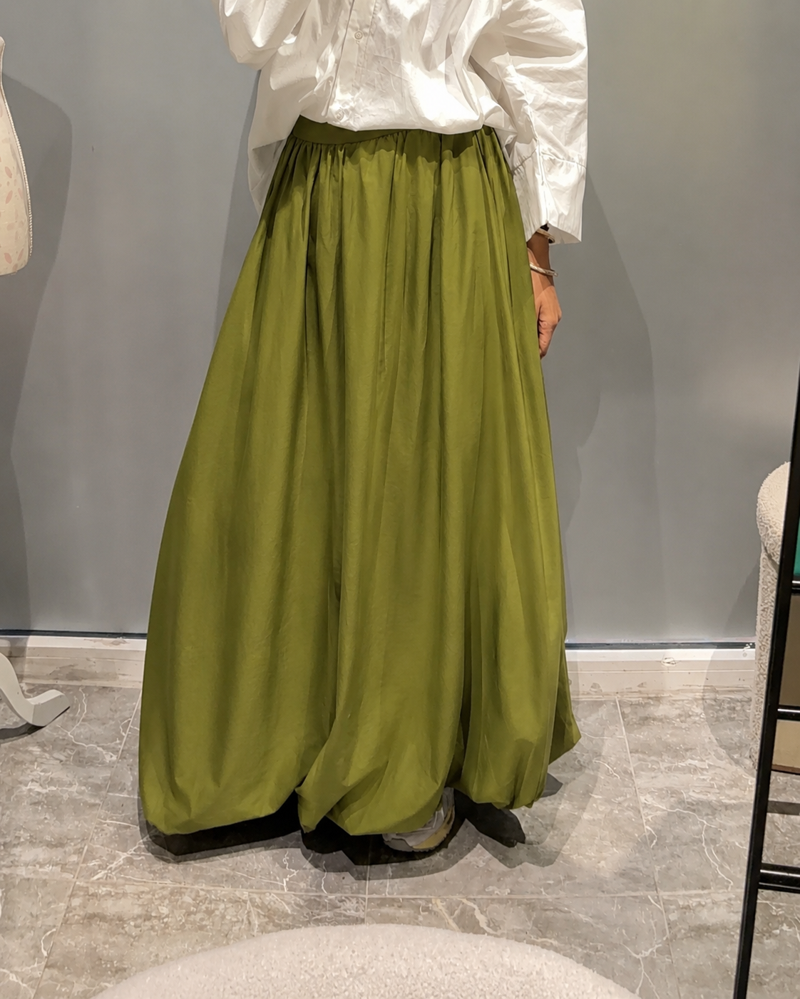 Jupe bouffante vert olive