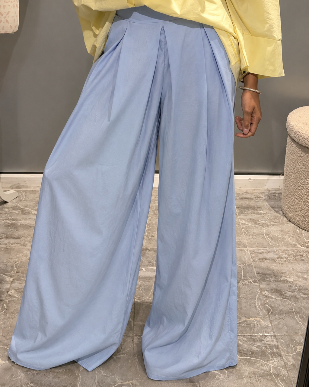 Pantalon large bleu