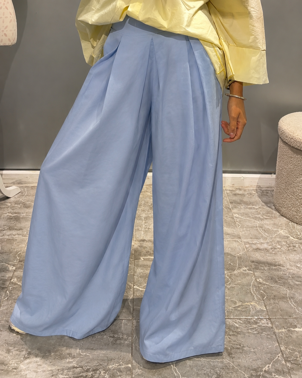 Pantalon large bleu
