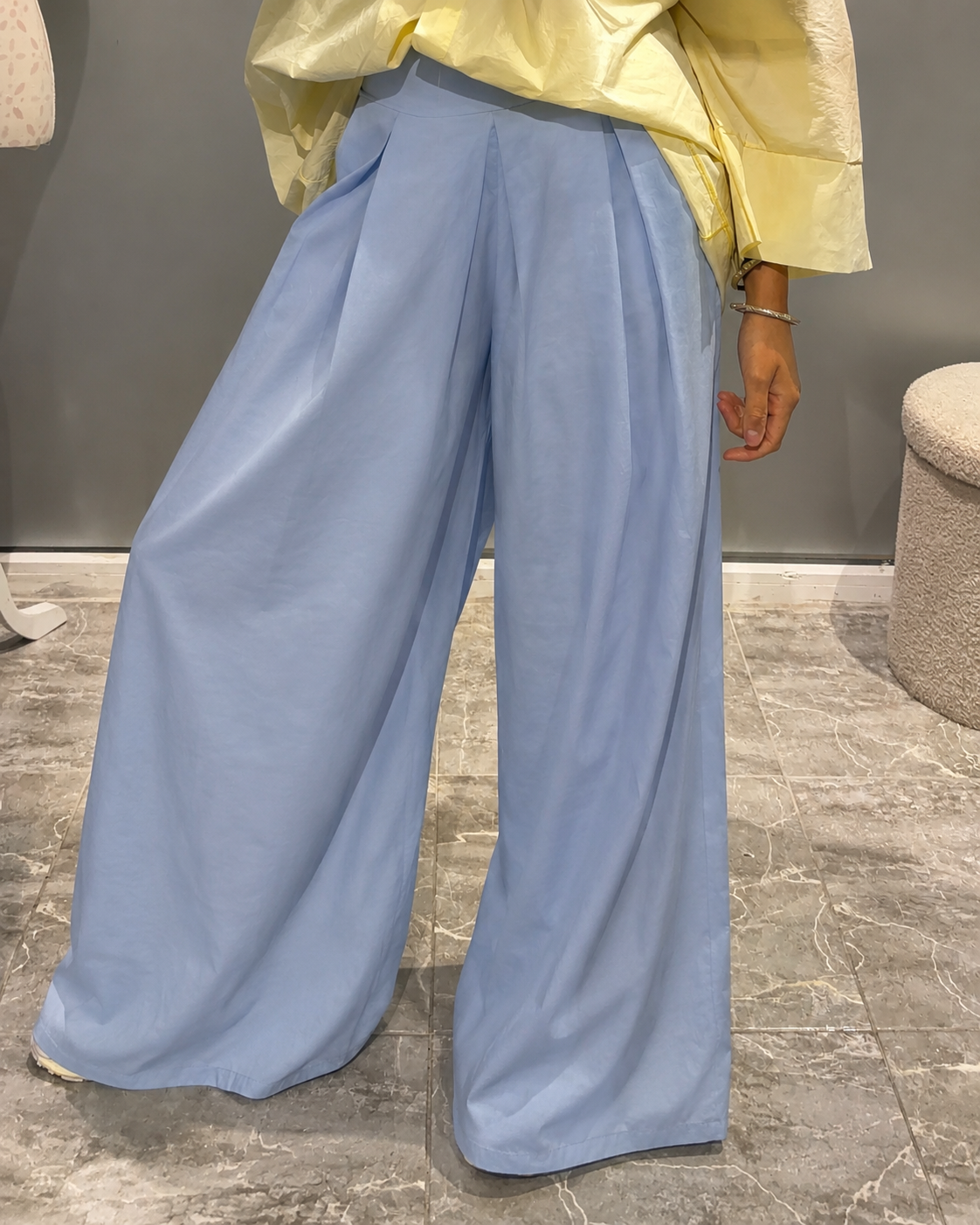 Pantalon large bleu