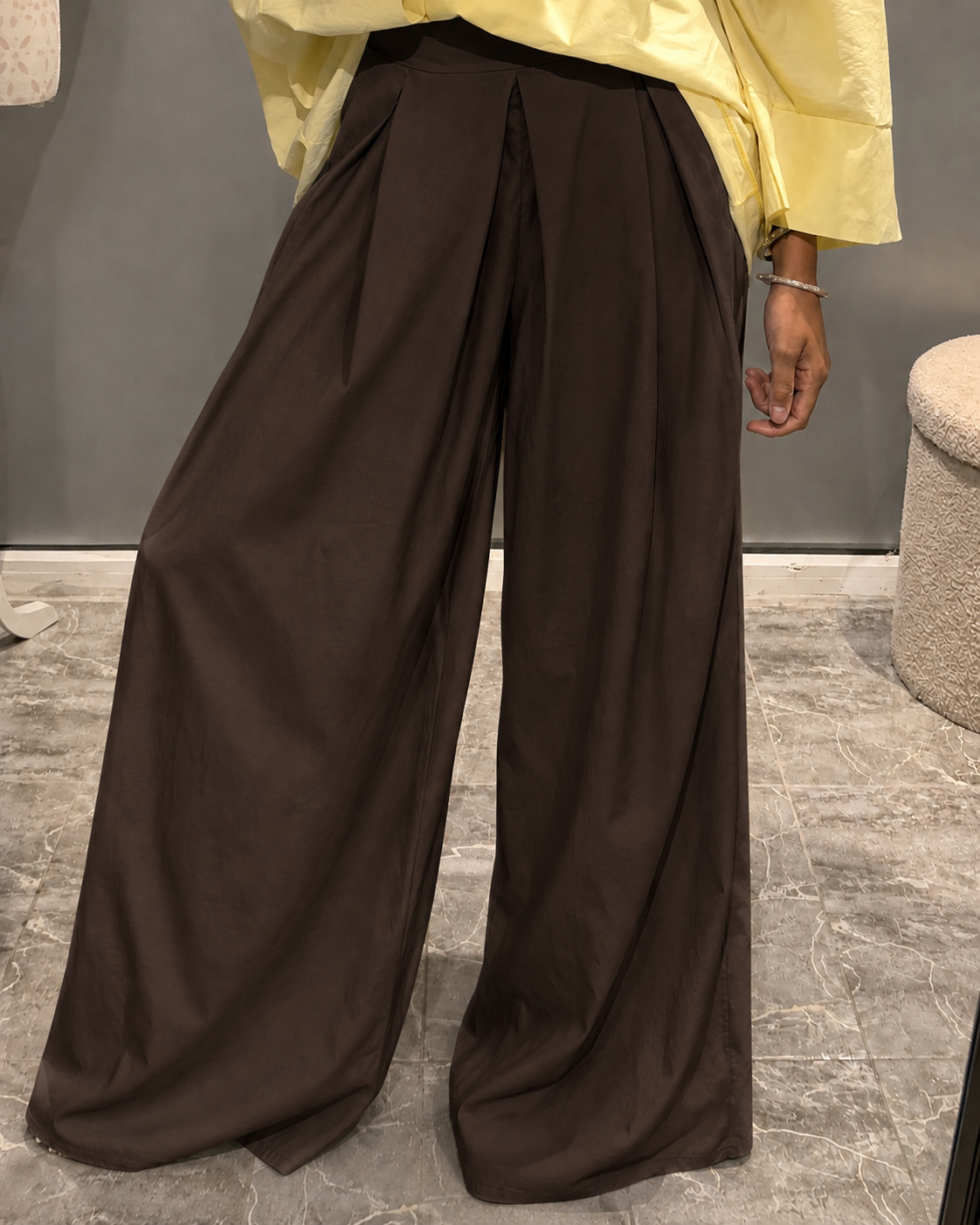 Pantalon large marron