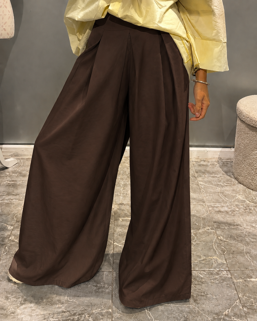 Pantalon large marron
